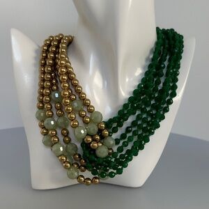 Daniel Espinosa Green Jade and Gold Plated Beaded Necklace​​​​​
